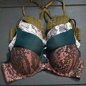 Victoria's Secret & PINK Lace and Animal Print Push-Up Bra (Bundle of 4)